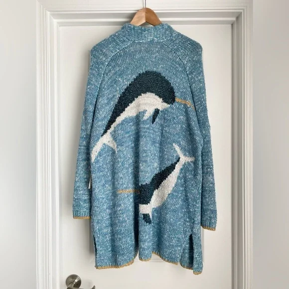 Anthropologie Narwhal Whale Icon Cardigan Sweater (Size XS/S) - NWT - Picture 7 of 10